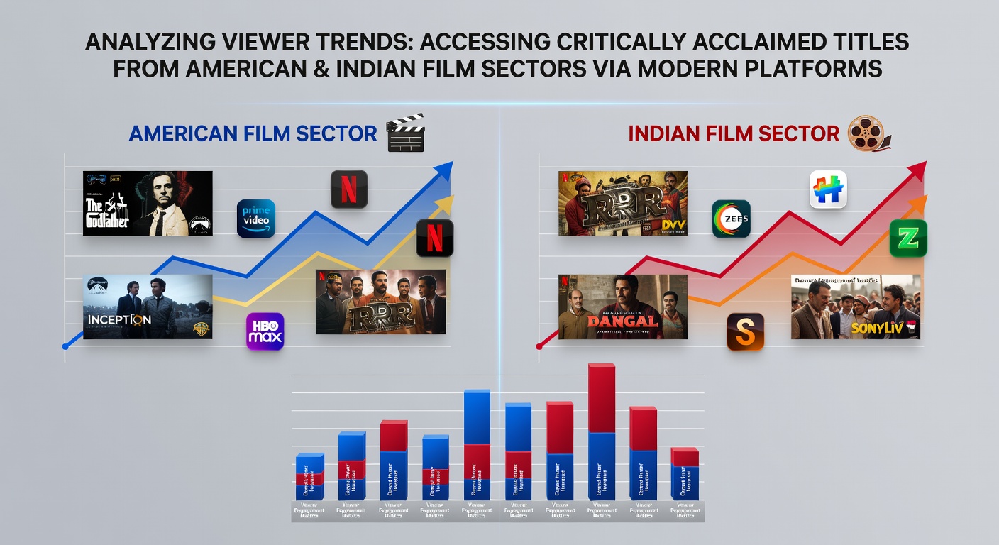 Graph showing viewer trends in accessing American and Indian critically acclaimed films on streaming platforms