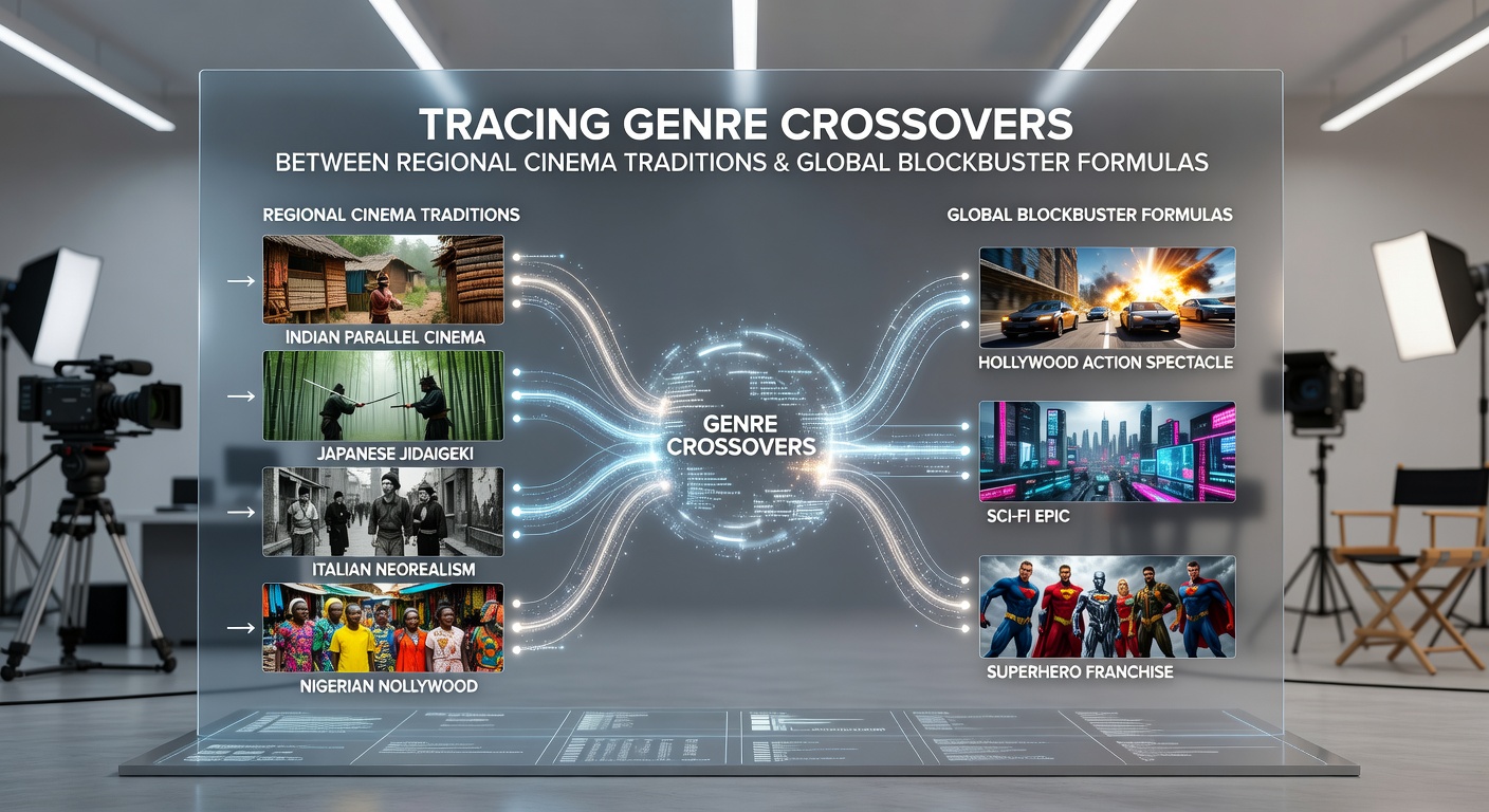 Collage of film stills illustrating regional costumes alongside blockbuster visual effects