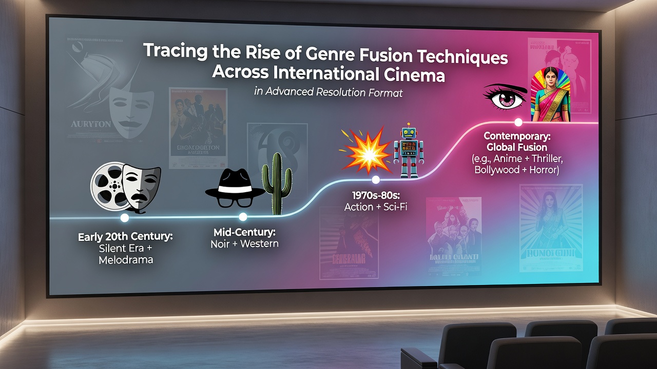 Behind-the-scenes view of color grading for genre fusion in 8K cinema production