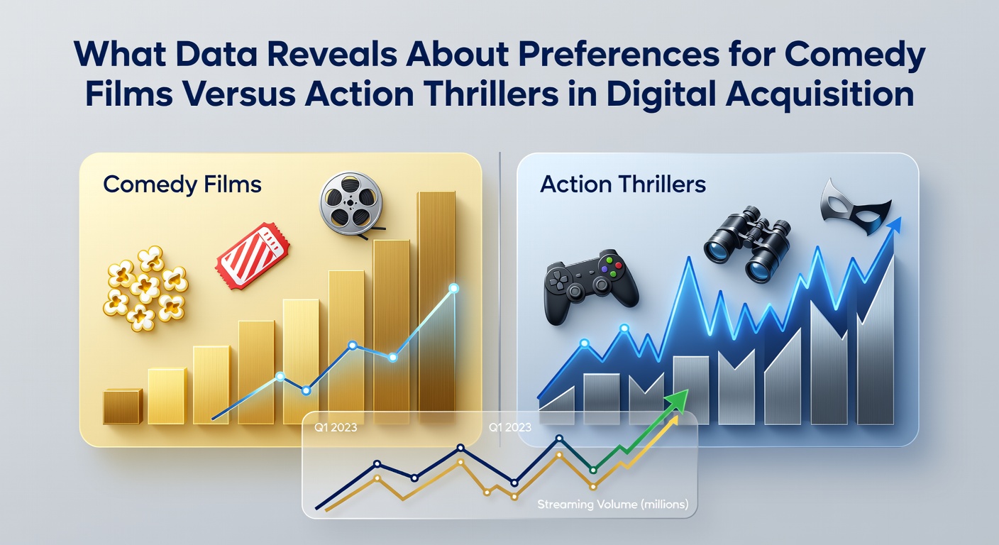 Chart comparing digital rental and purchase rates for comedy films versus action thrillers in 2025-2026